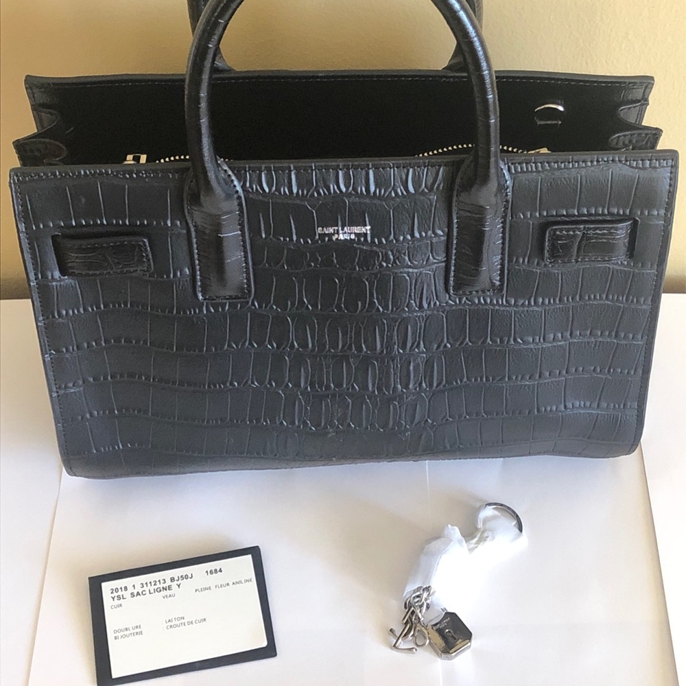 Saint Laurent Crocodile Embosed Calfskin SacDeJour